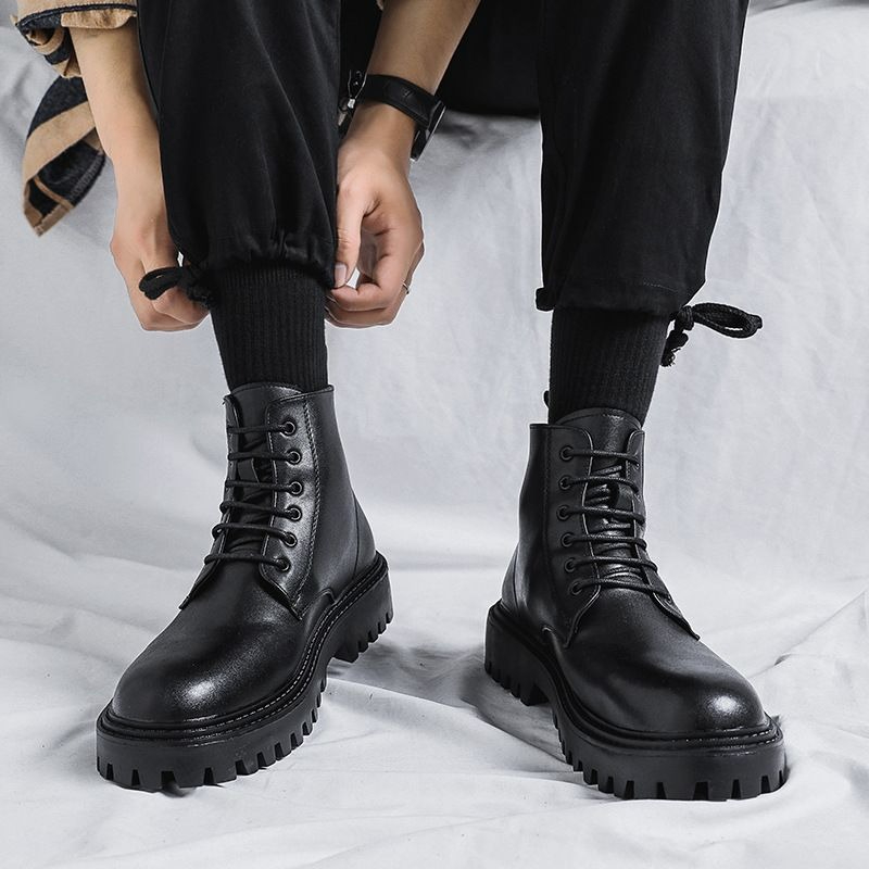 Men'S Shoes Increase Height - Мужские высокие кожаные ботинки в модном